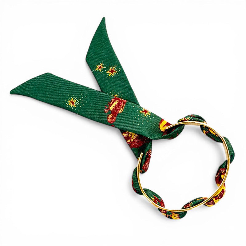 Septembre Gold Bracelet with 2cm Green Astrologie Silk Twill