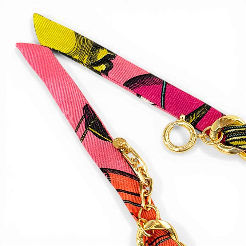 Decembre Gold Bracelet with 1cm Lafete Pink Silk Twill