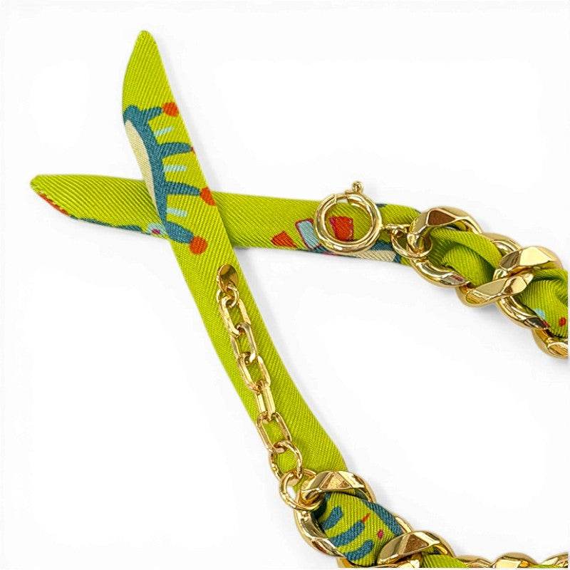 Decembre Gold Bracelet with 1cm Clairvoyance Green Silk Twill