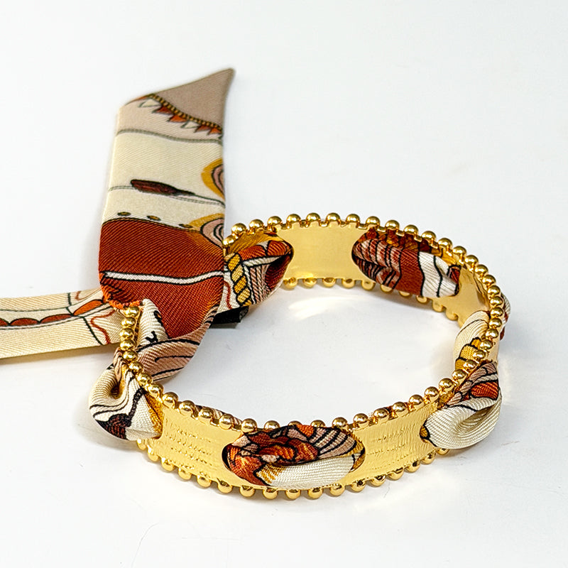 Diva Gold Bracelet with 2cm Salon Brown Twill