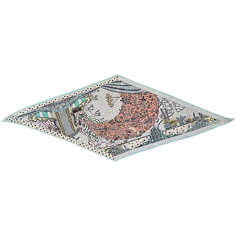 Printed Satin Scarf Animals Blue