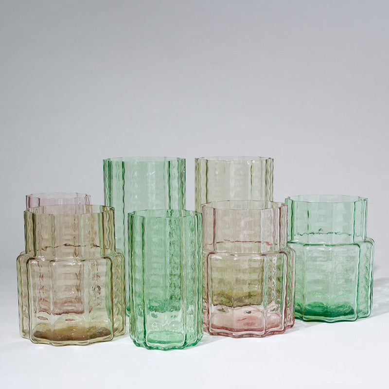 Jelly Glass Vase Squat Pink