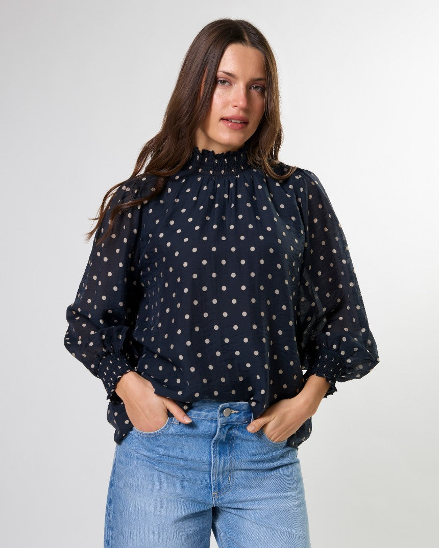 Sylvie Blouse Midnight Dot