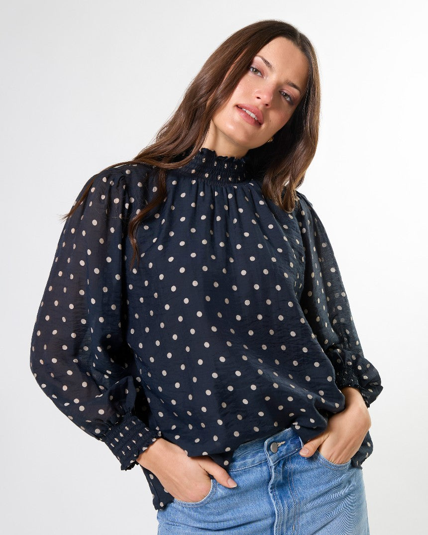 Sylvie Blouse Midnight Dot