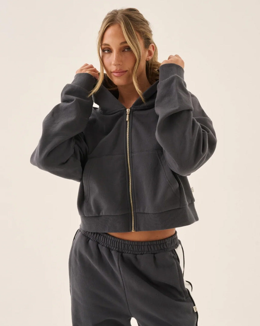 Zip Hoodie Washed Black