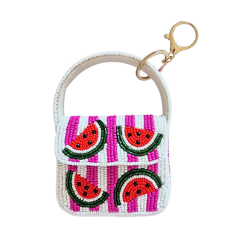 Mini Beaded Handbag Keychain Watermelons