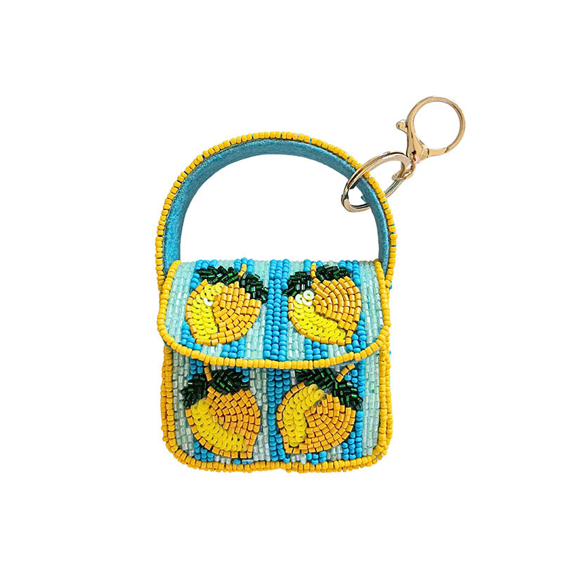 Mini Beaded Handbag Keychain Lemons