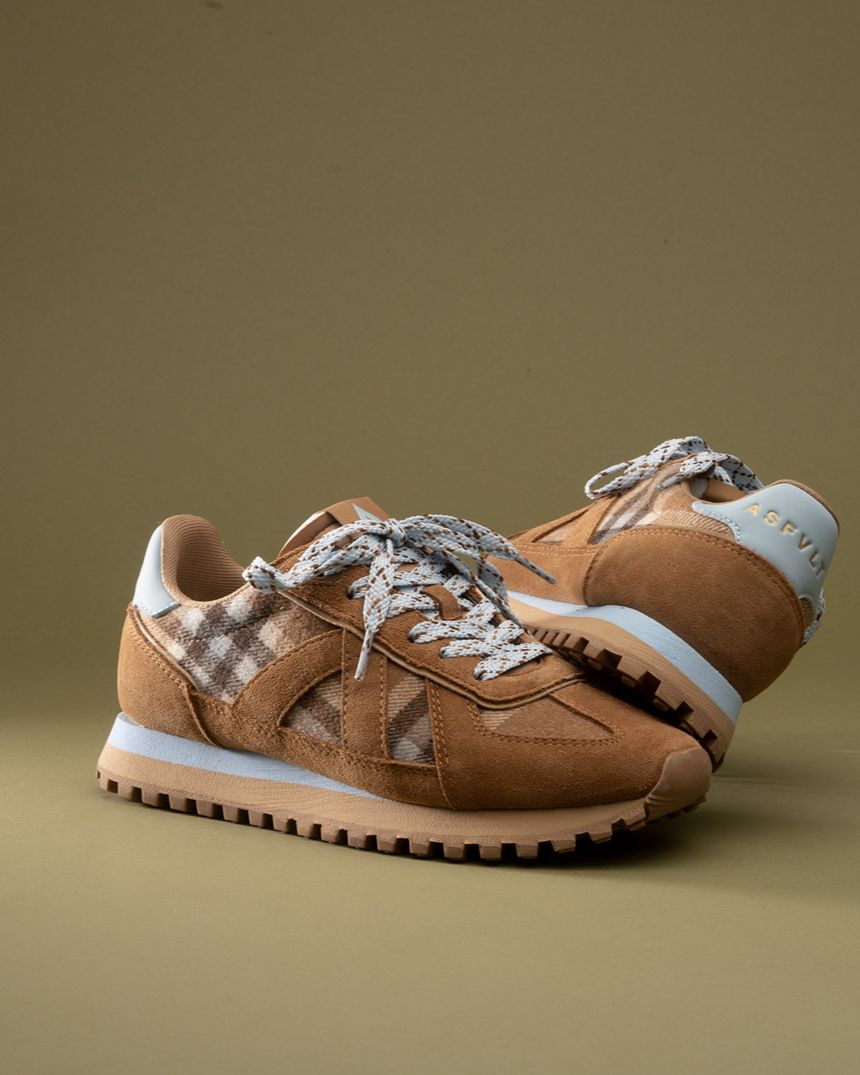 Gate Sneaker Tan/Chocolate/Blue Plaid