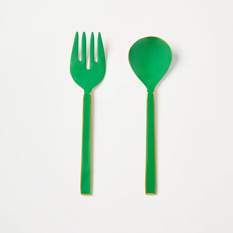 Enamel Emerald Salad Servers Set of 2