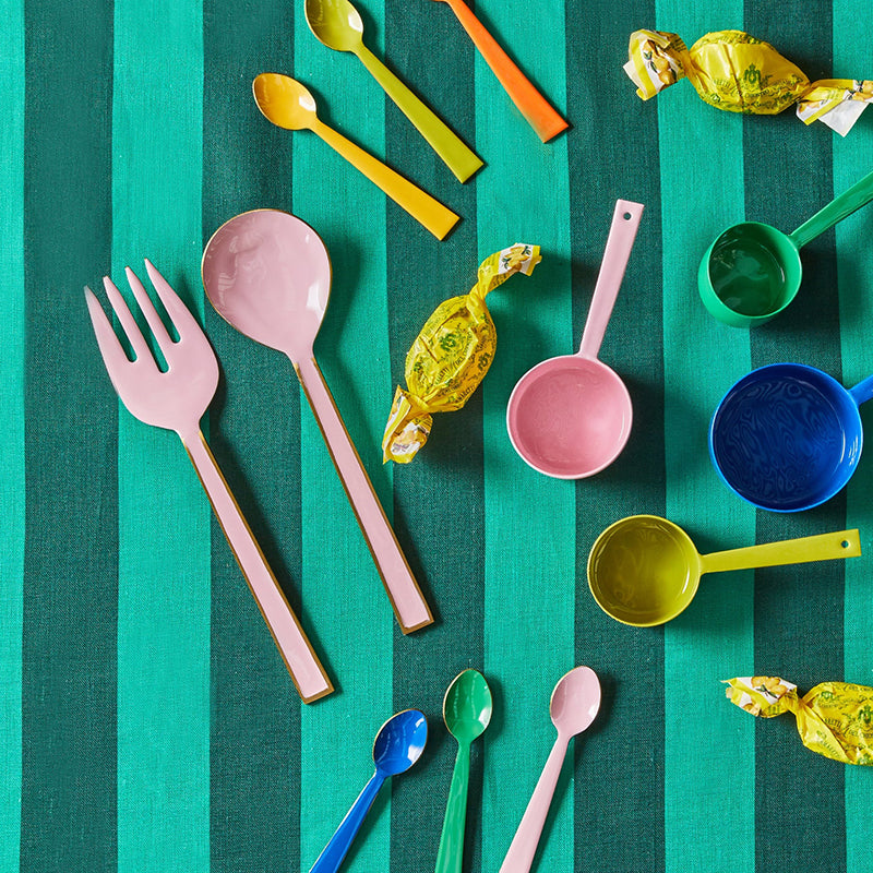 Enamel Rose Salad Servers Set of 2