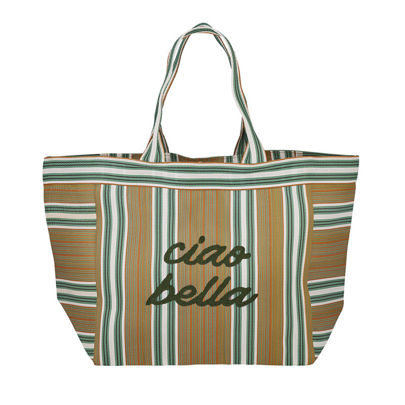 Ciao Bella Large Tote Bag Green/Taupe