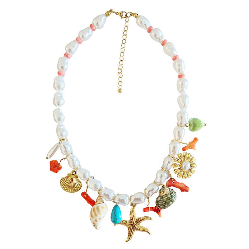 Pearl Charm Necklace Shell