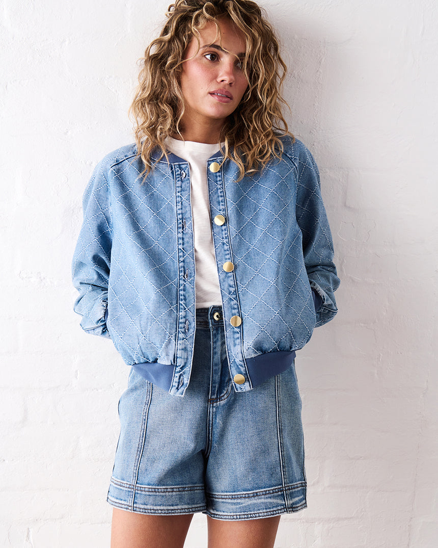 Sabrina Bomber Jacket Check Stitch