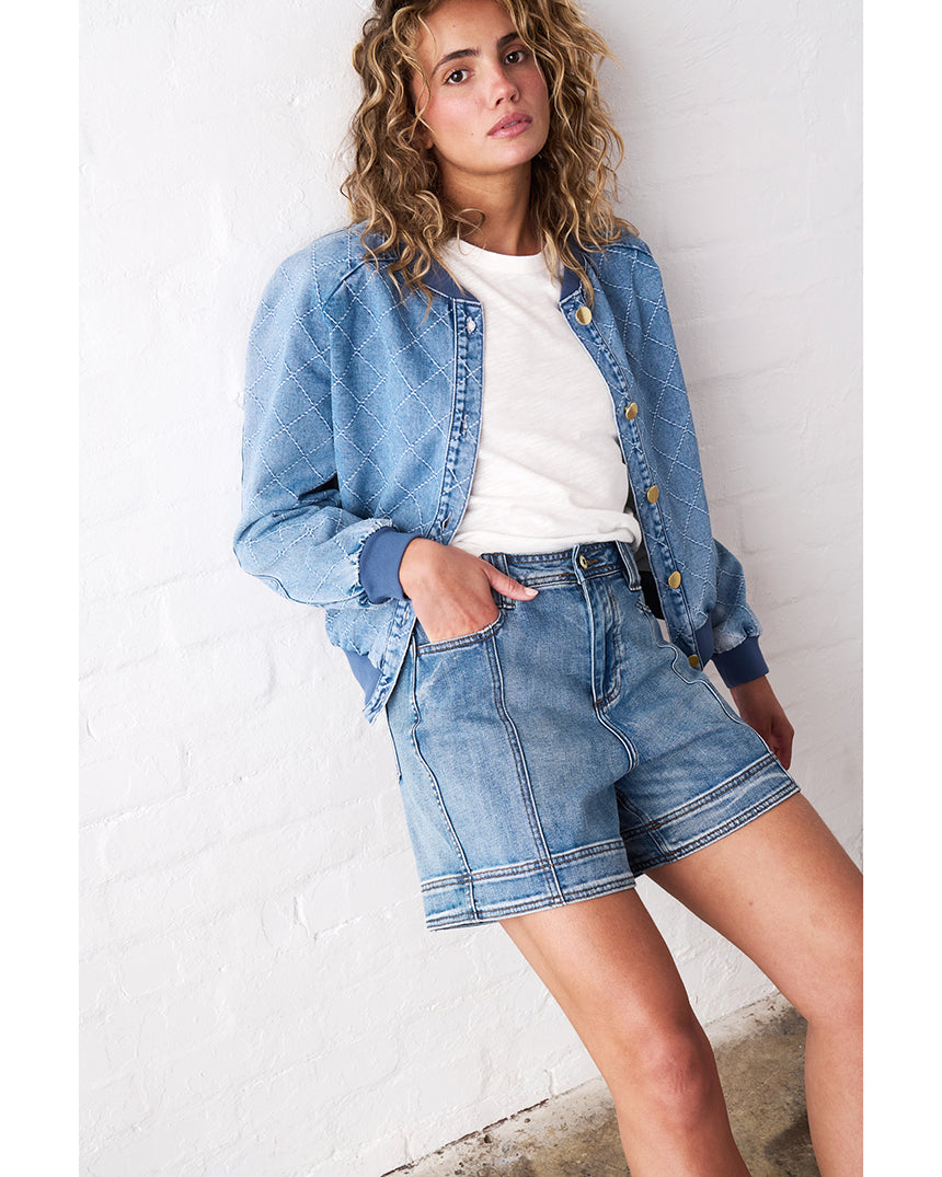 Sabrina Bomber Jacket Check Stitch