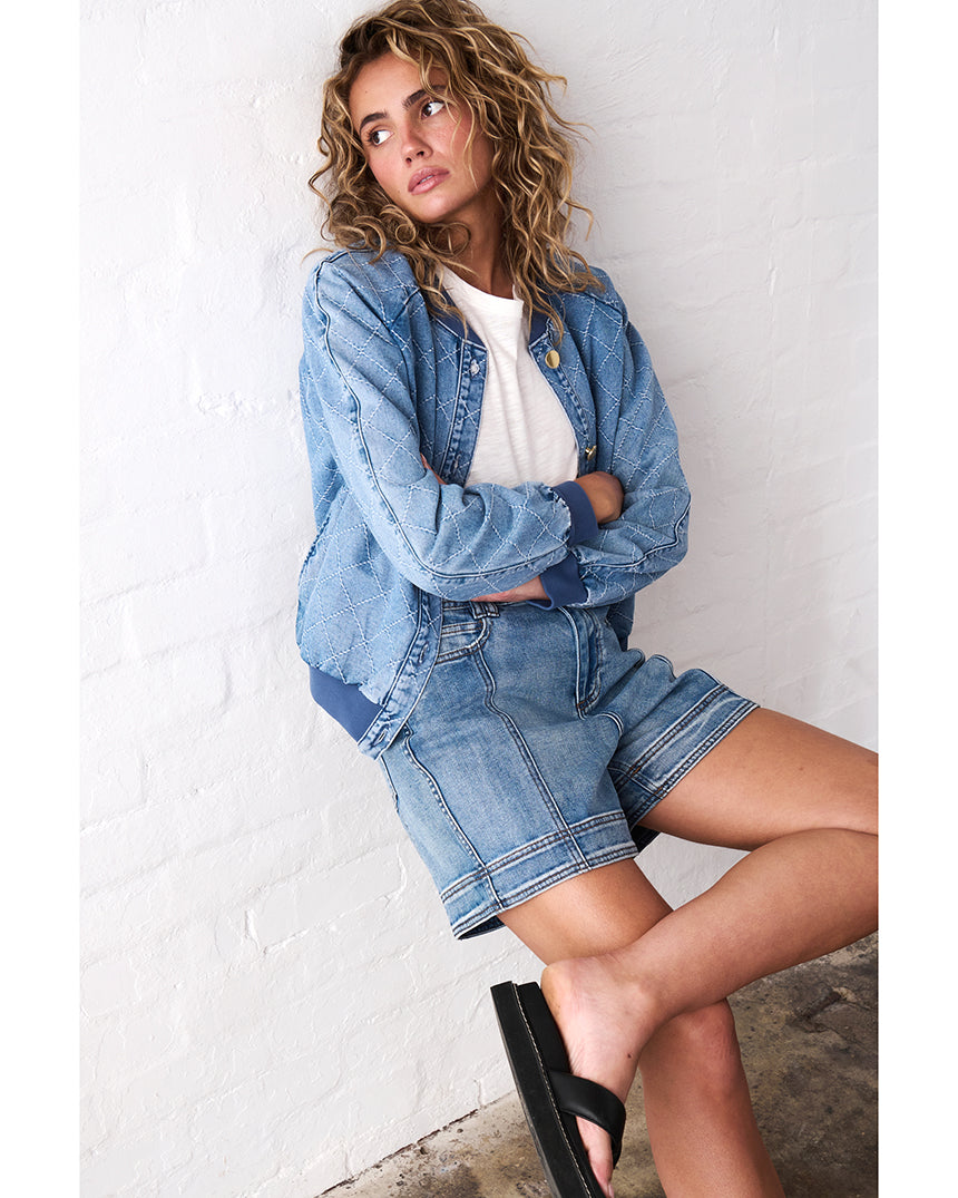 Sabrina Bomber Jacket Check Stitch