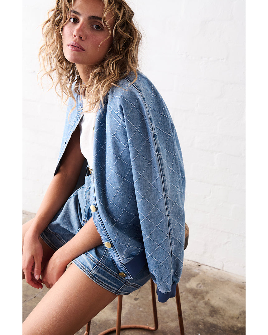 Sabrina Bomber Jacket Check Stitch