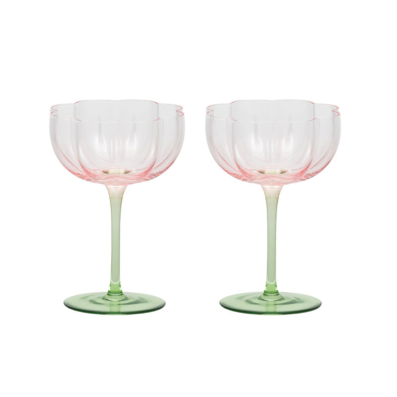 Lotti Tulip Coupes Set of 2 Pink/Green