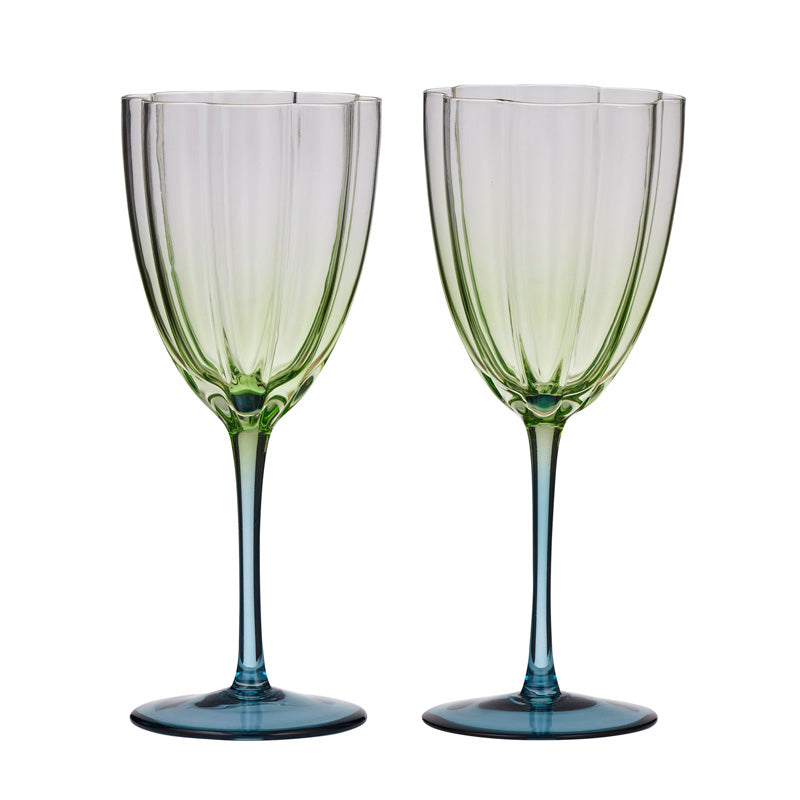 Lotti Tulip Wine Glasses Set of 2 Green/Blue
