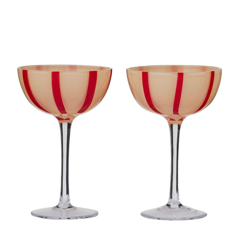 Aperitivo Set of 2 Coupes Pink/Red Stripe