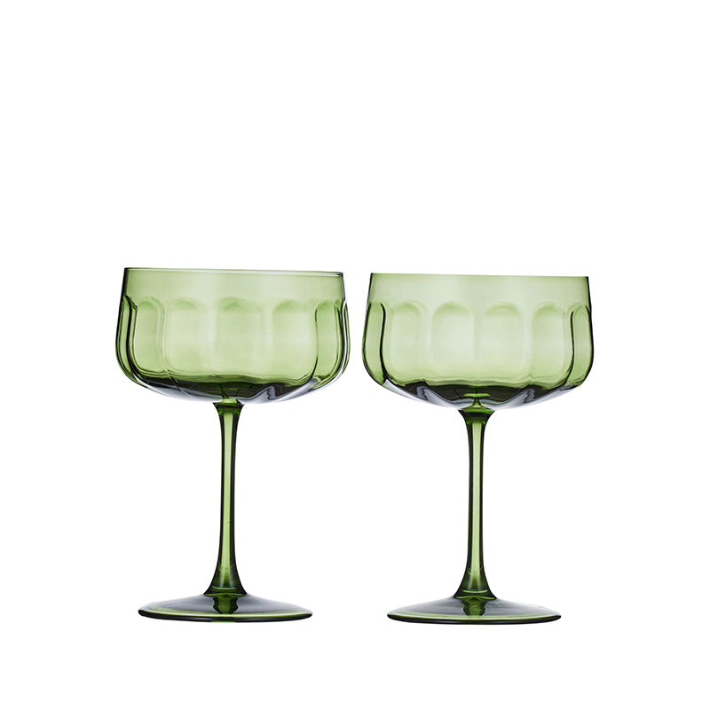 Studio Glass Coupes Olive Set of 2