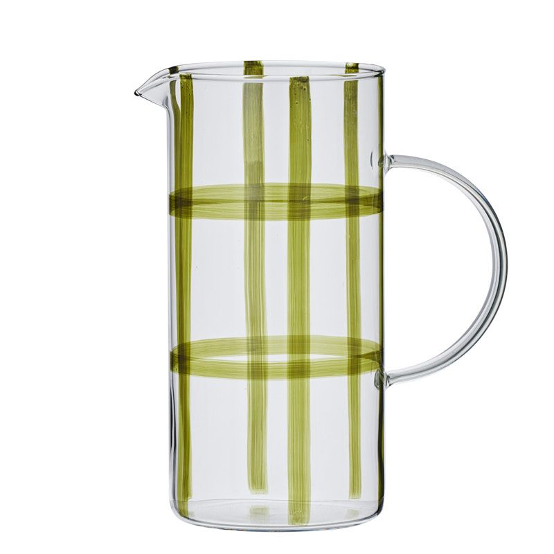 Max Check Glass Jug Olive Green