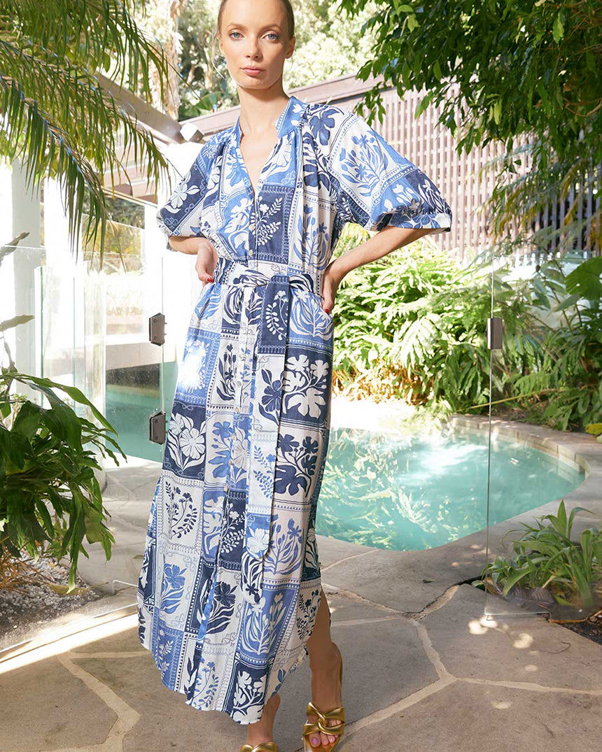 Taylor Botanical Ankle Dress Denim