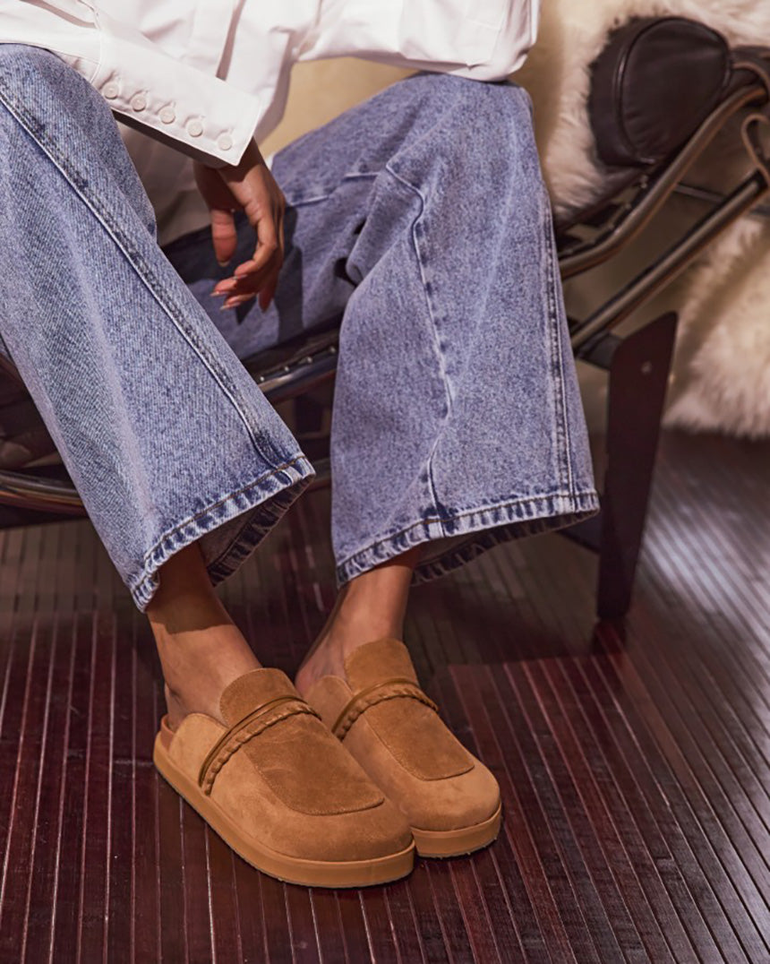 Della Leather Mule Tan Suede