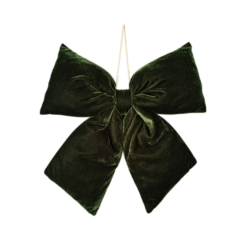 Hanging Velvet Bow Dark Green Extra Large