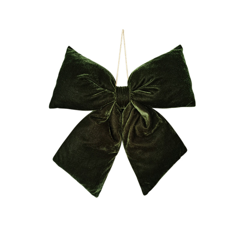 Hanging Velvet Bow Dark Green Large