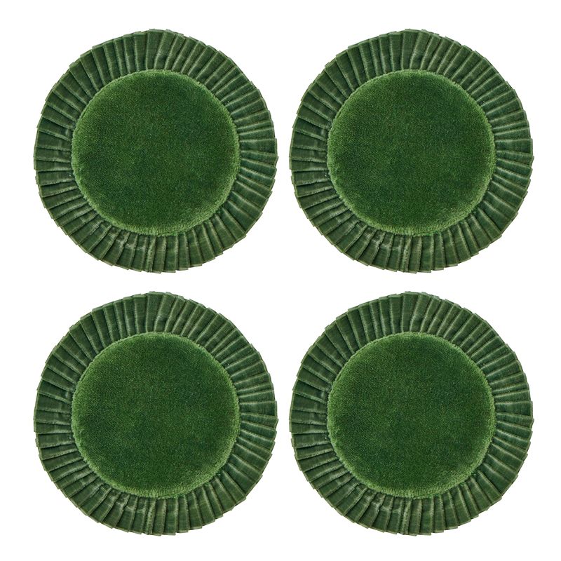 Velvet Frill Coasters Green Set of 4