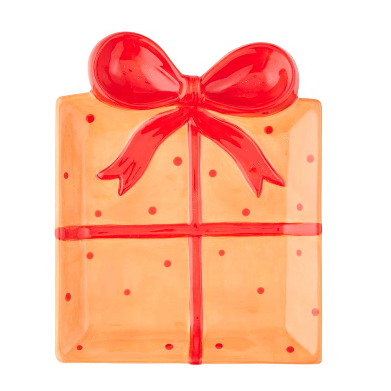 Gift Plate with Bow Red/Orange