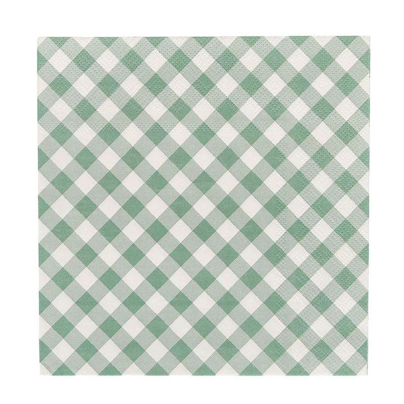 Gingham Green/White Paper Napkins 20 Pack