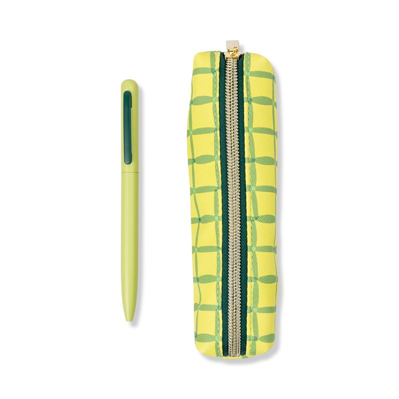 Pen & Pouch Set Green Lattice