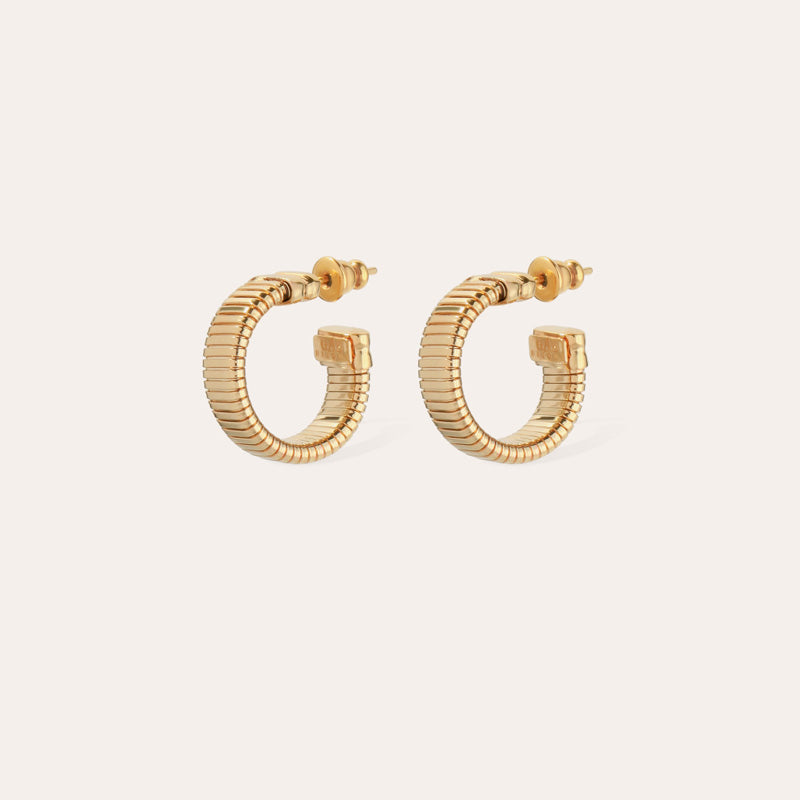 Antigone Hoop Gold Earrings Small Cabochon