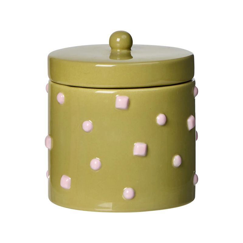 Bejewel Cannister Green & Pink