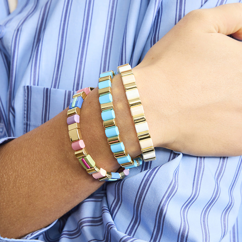 White Scalloped Tile Bracelet