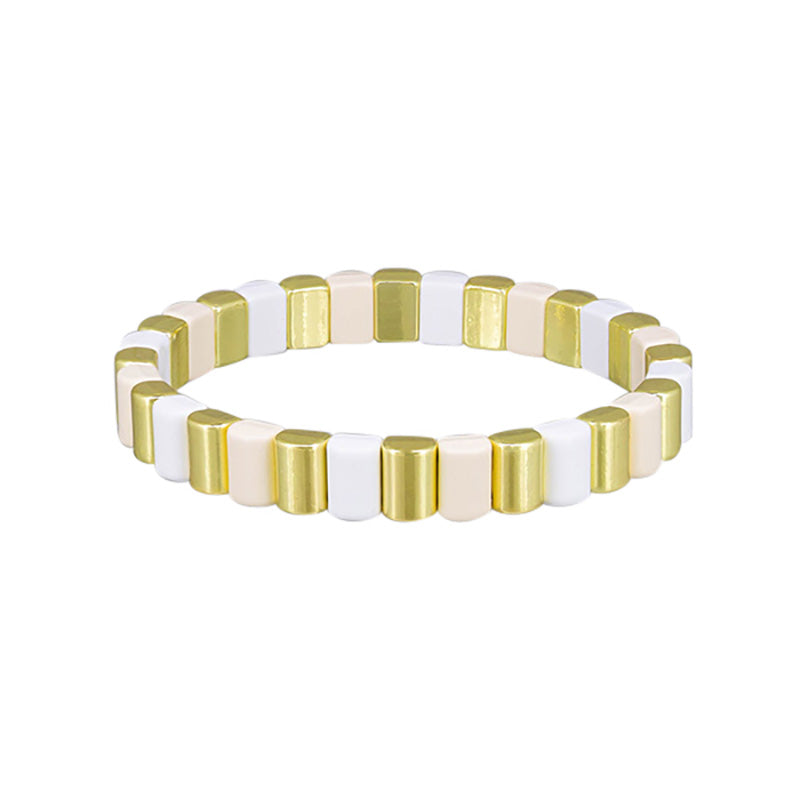 White Scalloped Tile Bracelet