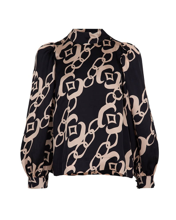 Find Calling Your Puff Blouse Black and Tan - Coop by Trelise Cooper at Bungalow Trading Co.