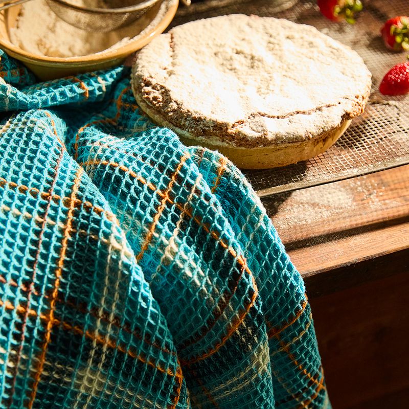 Frances Waffle Tea Towel Turquoise