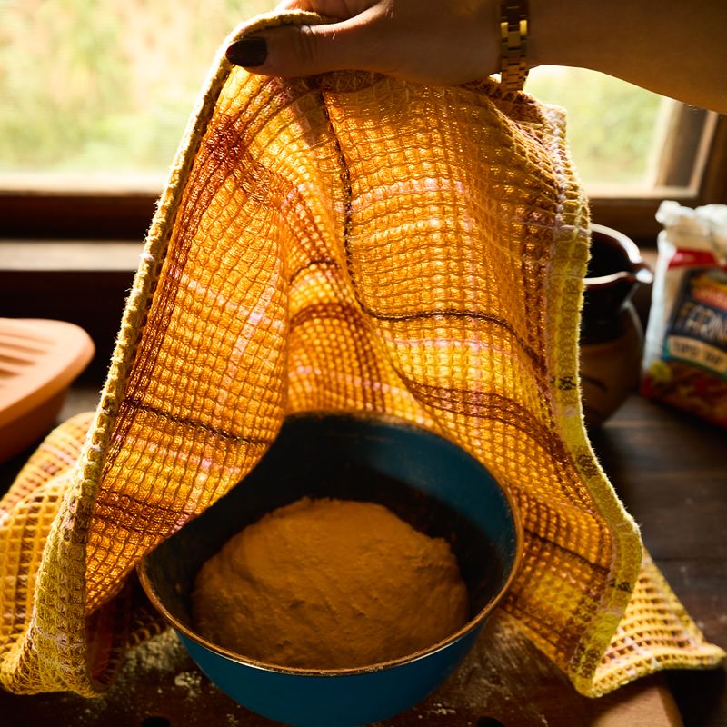 Frances Waffle Tea Towel Ochre