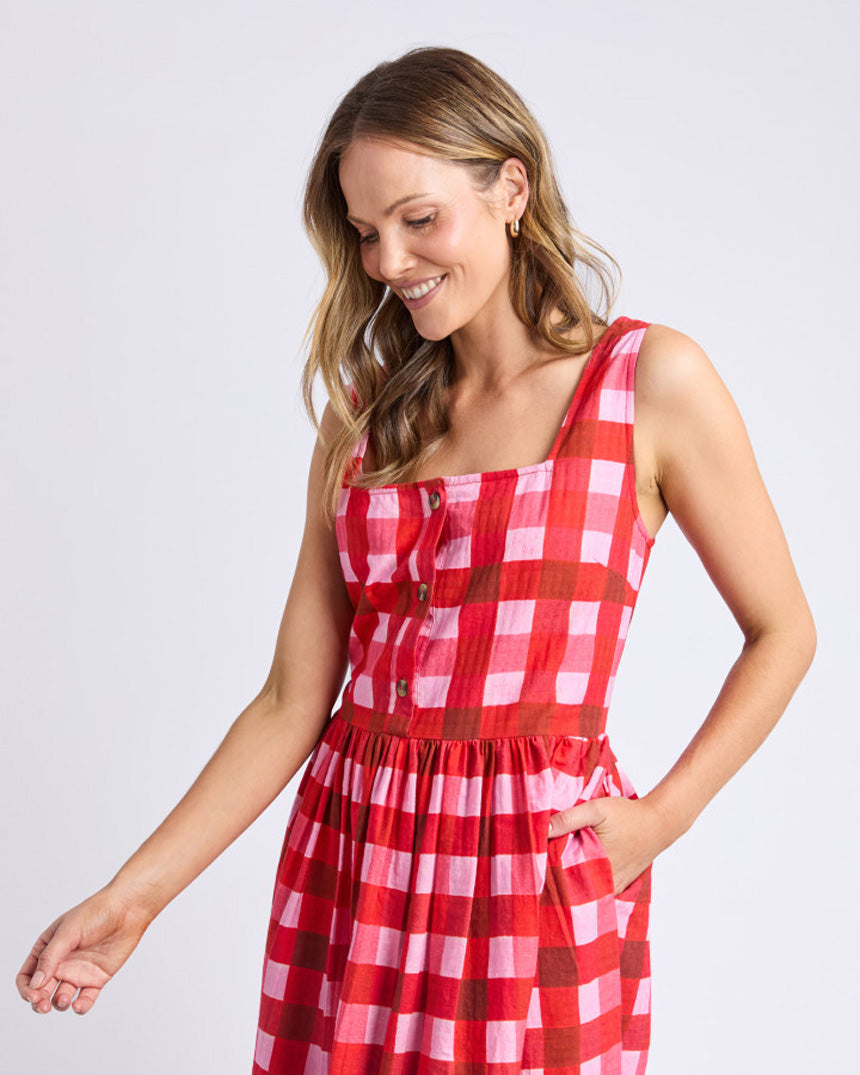 Edin Dress Poppy Check