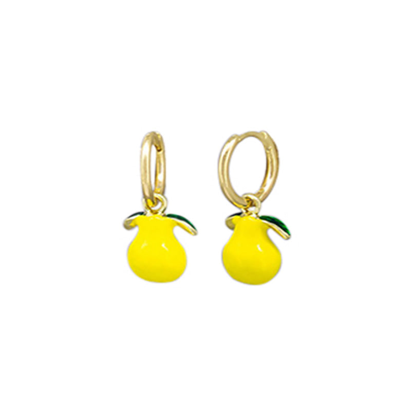 Lemon Fruit Huggie Earrings