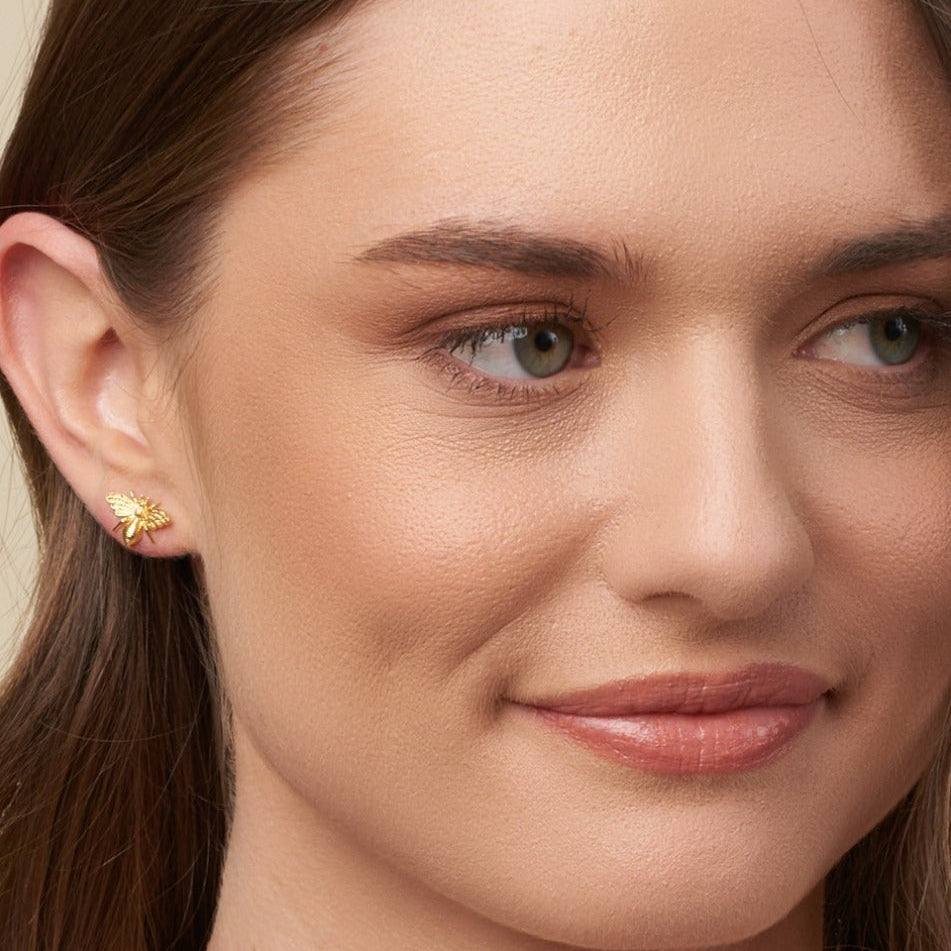 Honey Bee Gold Stud Earrings