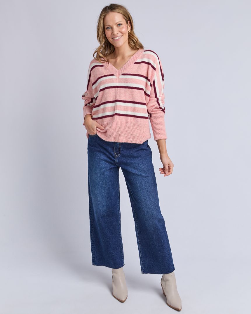 Elsa Stripe Knit Rose