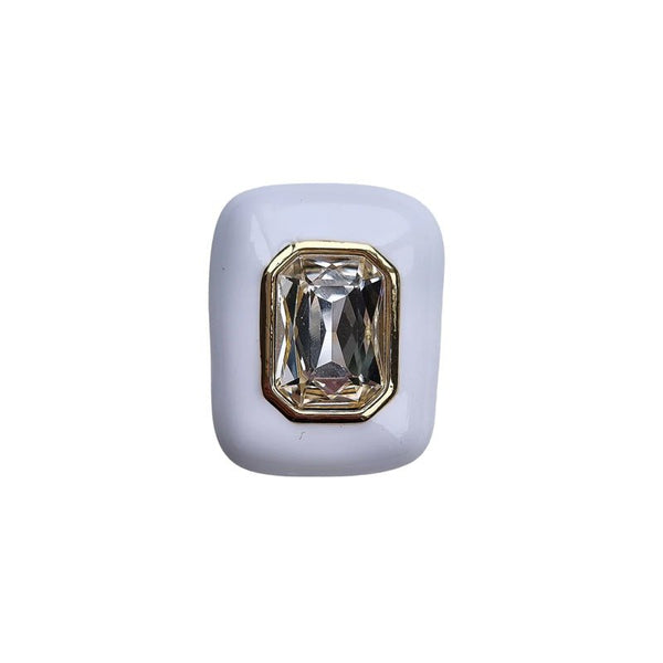 Find Enamel Ring Crystal White - Zoda at Bungalow Trading Co.