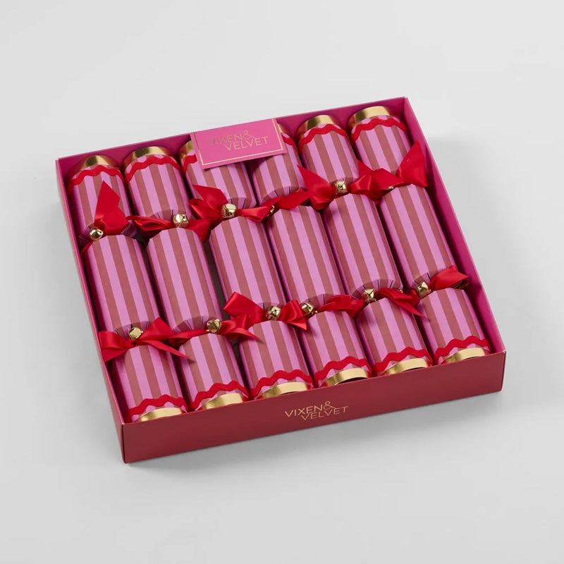 Scarlet Stripe Xmas Crackers Fuchsia Stripe