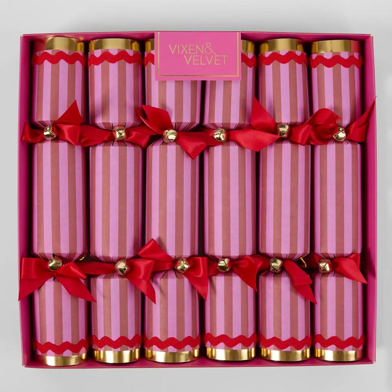 Scarlet Stripe Xmas Crackers Fuchsia Stripe