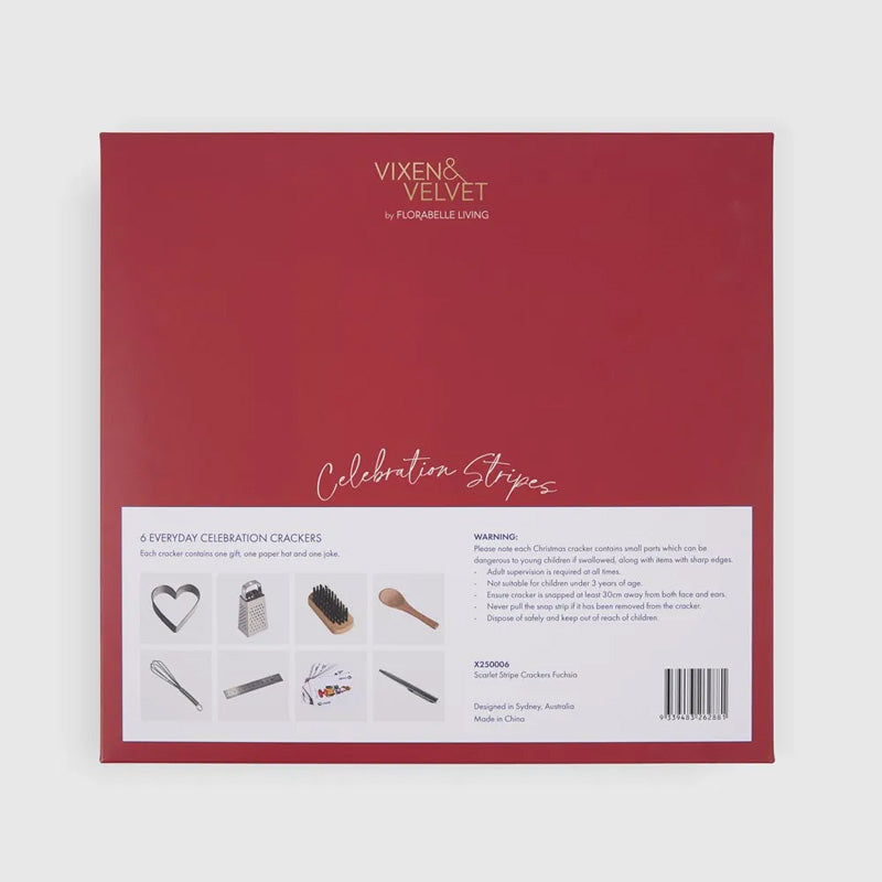 Scarlet Stripe Xmas Crackers Fuchsia Stripe