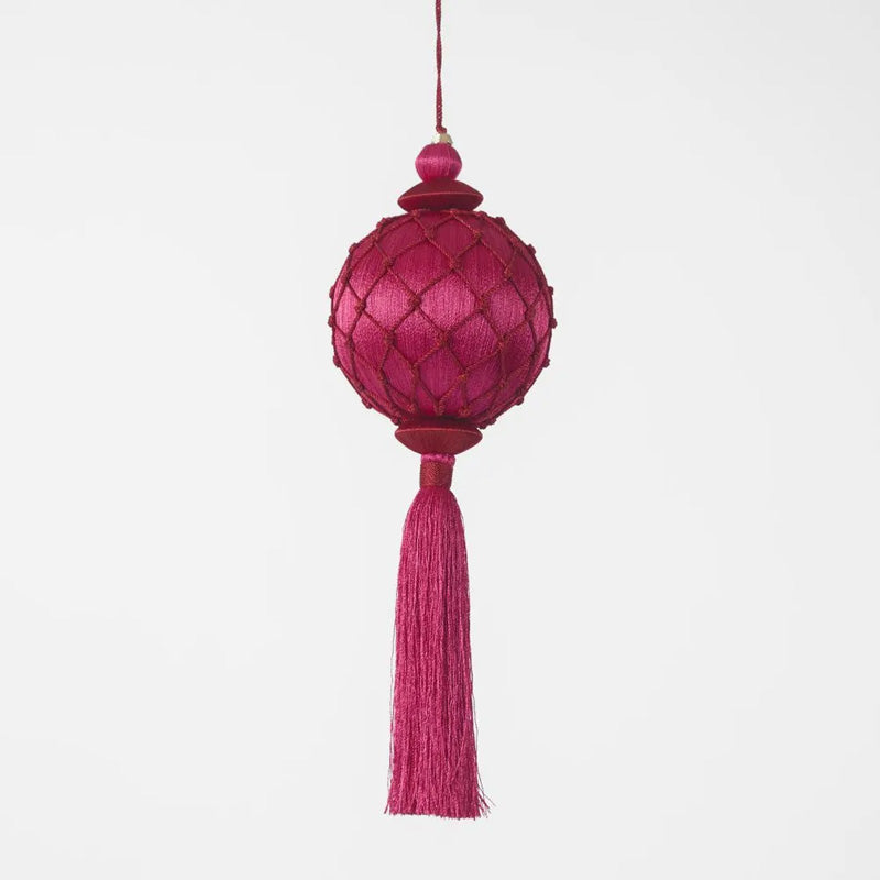 Silk Lattice Tassel Decoration Fuchsia + Red