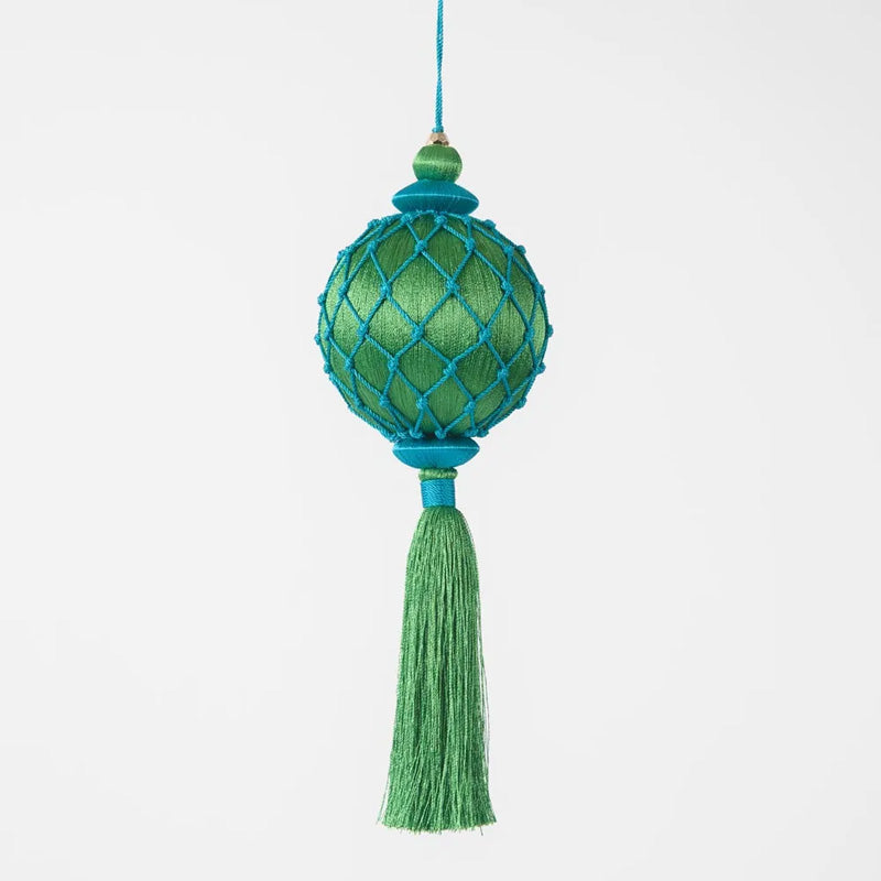 Silk Lattice Tassel Decoration Blue + Green